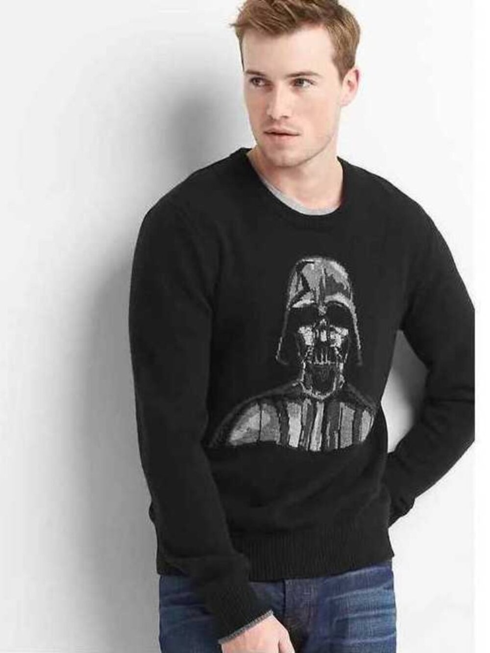 New men's XL Gap x Star Wars Darth Vader intarsia Merino blend sweater